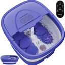 Foot Spa Collapsible, Foot Bath Massager with Heat, Remote, Timer, and 24 Motorized Shiatsu Massage Balls, Foot Soaking Tub Supports Hot/Cold Water Soaking (Purple)