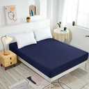 NHNHN Fitted Sheet-Deep Pockets-Soft Microfiber-Easy Care-Shrinkage and Fade Resistant-Fitted Sheets Queen Size for Girl Woman Teens Kids-Only 1 Fitted Sheet (Queen, Navy)
