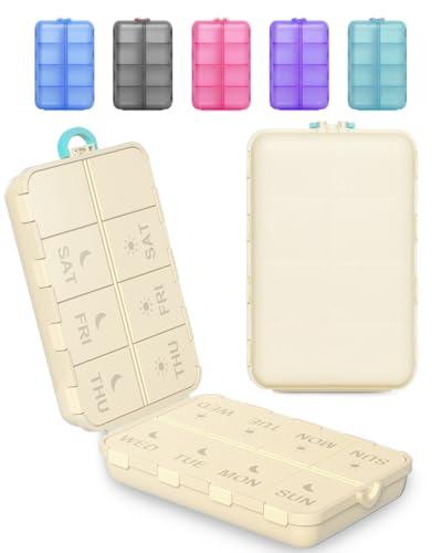 Pill Organizer Travel Medicine Case - Travel Pill Case with Etched Labels, Daily Travel Medicine Case Holder
