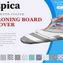 Epica Ironing Board Cover and Pad - Standard Size 15x54 Padded Ironing Board Covers, Heat Reflective Coating, Thick Pads, Scorch & Stain Resistant Iron Board Cover with Padding Grey & White Stripe