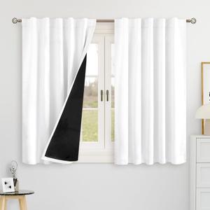 BGment Short Blackout Curtains 40 Inch Length for Small Window, 100% Blackout Thermal Insulated Full Room Darkening Rod Pocket Back Tab Curtains for Bedroom Kitchen, 2 Panels, 42 x 40 Inch, Pure White