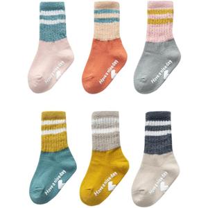 J Poqobog Baby Girls Boys Socks infant Cotton Crew Socks for newborn Non Slip/Anti Skid Toddler Knee-high Socks set (US, Age, 0 Months, 6 Months, Assorted-  6 Pairs) (XXXL)                                                                                                                                                                                                                                 