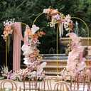 Asee'm Metal Arch Backdrop Stand Set of 3 (7.2FT, 6.6FT, 6FT) Gold Arched Frame for Wedding Ceremony Parties Birthday Baby Shower Garden Balloon Decoration