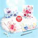 100 Pack Blank Cards and Envelopes, 3.5 x 5 Inch Watercolor Flowers Blank Greeting Cards, Note Cards Blank Inside, Invitation Cards, Blank Cards for All Occasions Bulk