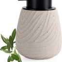 14 oz Ceramic Hand Soap Dispenser for Bathroom & Kitchen - Refillable Liquid Dish Pump with Non-Drip Design, Modern Farmhouse Style (Earthy Color)