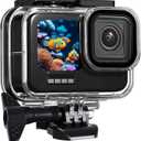 BO&DQQ 196FT/60M Waterproof Case Compatible with Go Pro Hero 13/12/11/10/9 Black,Protective Underwater Snorkeling Diving Housing with Cameras Handle Mount Accessories Kit