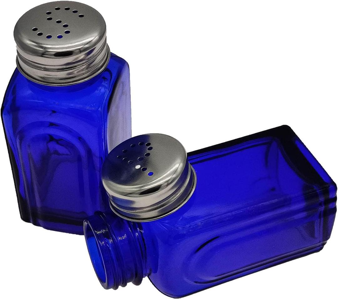 Ritadeshop Retro Glass Salt and Pepper Shakers (Cobalt Blue)