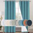 PrinceDeco 100% Blackout Linen Textured Curtains for Bedroom Teal Blue Blackout Curtains for Living Room Energy Saving Window Treatment Curtains with White Liner Vertical Blinds,52" Wide, 84" Length