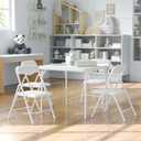 Flash Furniture Mindy Kids 5-Piece Folding Square Table and Chairs Set for Daycare and Classrooms, Children's Activity Table and Chairs Set, White