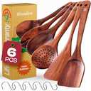 Riveira's 6-Piece Dark Brown Wooden Spoons for Cooking - Elegant Kitchen Essentials/Kitchen Utensils Set for Every Culinary Need Spatula, Set of 2