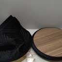 15" Velvet Storage Ottoman with Tray, Foldable Square Ottoman Footrest with Reversible Wood Lid, Collapsible Storage Footstool for Bedroom, Living Room, Dorm, Black