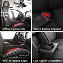 JOJOBAY Chevy Silverado Seat Covers,Leather Seat Covers for GMC Sierra,Custom Fit 2007-2026 1500 2500HD 3500HD Crew Double Extended Regular Cab,LT LZT RST Trail Boss(Full Set,Black Red)