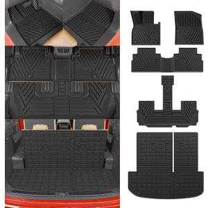 Floor Mats Compatible with 2020-2025 Hyundai Palisade Trunk Mat Cargo Liner TPE Back Seat Cover Protector 2024 Palisade 7 & 8 Seats Accessories (Trunk Mat with Backrest Mats+Floor Mats)