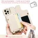 Crossbody Wallet Case for iPhone 13 Pro Max, Card Slot Phone Case with 360 Ring Stand, Built-in Makeup Mirror, Snap Closure, Adjustable Shoulder Strap, 6.7 Inch (Black)