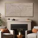 Large 3D Textured Framed Neutral Abstract Wall Art For Living Room,Irregular Modern Artwork Paintings For Walls, Minimalist White And Brown Geometric Wall Pictures For Home,Office Wall Decor 29"x58"
