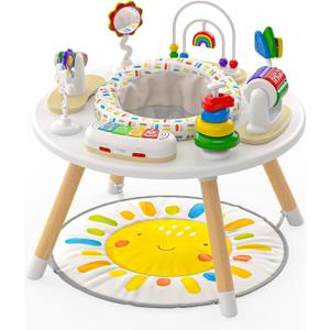 Move2Play 4-in-1 Baby Activity Center | Montessori-Inspired Design | 8 Interactive Toys | Tummy Time, Exersaucer & Toddler Table | Shower Gift | Essential | Must Have for 3, 6, 12 Month Old (Sun)