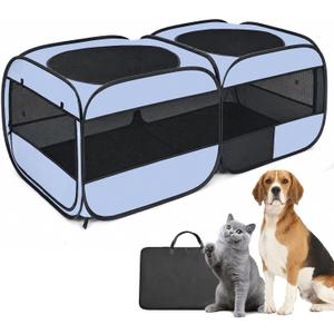 2-in-1 Dog Playpen, 73''Pop Up Cat Puppy Pet Playpen Indoor/Outdoor Cats Enclosed, Cat Dog Tent Crate Cage Kennel, Portable Playpen for Kitten, Small Animals Play Pen(No Divider, Unified Space)