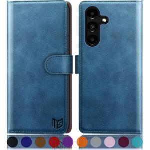 SUANPOT for Samsung Galaxy S24 5G Wallet case with RFID Blocking Credit Card Holder,Flip Book PU Leather Protective Cover Women Men for Samsung S24 Phone case Sky Blue