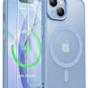 ORETECH Magnetic for iPhone 13 Case, [Compatible with MagSafe] [2 Pcs 9H Screen Protectors] [15 FT Military Grade Drop Protection] Frosted Translucent Back Shockproof Phone Cover - Sierra Blue