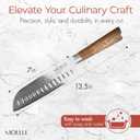 MOELLE Premium Teak Wood Damascus Santoku Knife 7 Blade - VG10 Japanese Damascus Steel 67 Layers, 60+ HRC - Danish Design Kitchen Knife with Elegant Gift Packaging