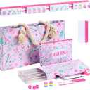 TIASUSAN American Mahjong Tile Set with160 Engraved Mahjong Tiles(1.2"), Mahjong Set with Pink Mahjong Bag, Racks and Accessories.