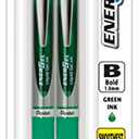 Pentel EnerGel RTX Retractable Liquid Gel Pen, (1.0mm), Bold Line, Metal Tip, Green Ink, Pack of 2 (BL80BP2D)