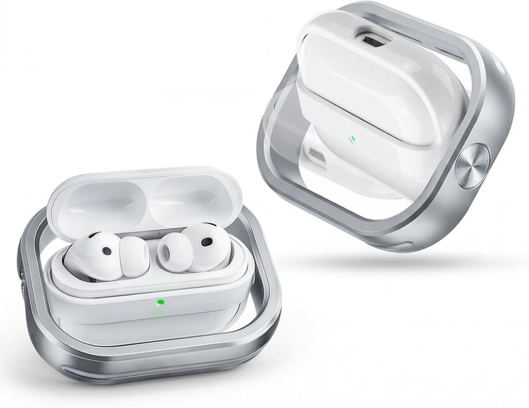 for AirPods Pro 3 Case, All-Metal Rotating Case, Aluminum Alloy Fidget Stress-Relief Protective Cover, 360 Fingertip Rotation, Hollow-Out Heat Dissipation, Shockproof & Skin-Friendly Armor