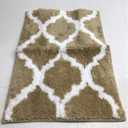 OLANLY Bathroom Rugs 24x16, Soft and Absorbent Microfiber Bath Rugs, Non-Slip Shaggy Shower Carpet, Machine Wash Dry, Bath Mats for Bathroom Floor, Tub and Shower, Beige