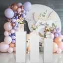 SwallowLiving 3PCS Metal White Display Pedestal Stand for Parties, Square Tall Pedestal Cake Stands Pillars for Wedding, Sculpture Display Stand Column Decoration