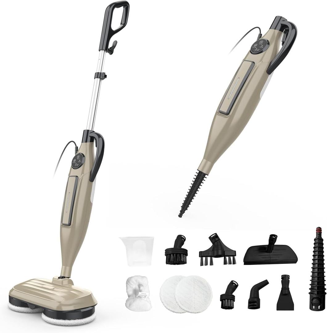 DEVOAC VM6 Scrubbing Steam Mop with Rotating Mop Pads, 10 in 1 Steam Mop, Lightweight Spin Mop & 3 Steam Modes for Hard Floor Laminate Marble Floors (Auster)