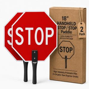 OLANZU Hand Held Stop Sign for Crossing Guard, 2 Pack, 18x18"