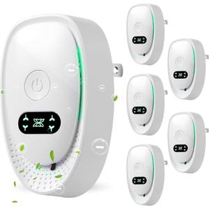 6 Pack Plug-In Air Purifier & Negative Ionizer, Home & Office Air Freshener, Odor Eliminator for Pets, Smoke, Kitchen, Plug & Play, Quiet Operation (6 Units)