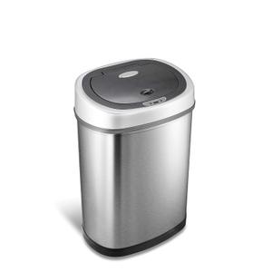 Ninestars DZT-42-9 Automatic Touchless Infrared Motion Sensor Trash Can, 11 Gal 42L, Stainless Steel Base (Oval, Silver/Black Lid)