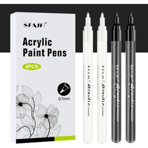 SFAIH Gold & Silver Paint Markers Pens - 4 Pack 0.7MM Fine Tip Metallic Acrylic Markers for Card Making, Gift Decorating, Rock Painting, Detailed Art