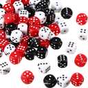 Ferreve 90 Piece Acrylic Dice Beads 10mm Dice Beads Bulk, Casino Games Birthday Party Supplies, Jewelry Making, Bracelet Necklaces Lanyard DIY Handicrafts(Red, Black, White)