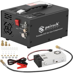TW03 PCP Air Compressor,Portable 4500Psi/30Mpa,Water/Oil-Free,PCP Rifle/Pistol and Paintball Tank Air Pump, (110V AC or 12V Car Battery) with Power Converter and Oil-Moisture Filter