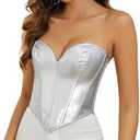 TRIWORKS Strapless Corset Top Women Patent PU Leather Corset Top Lace-up Bodyshaper Steampunk Zipper Bustier Vest S