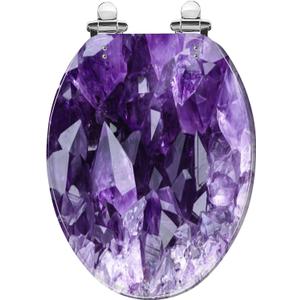 Elongated Toilet Seat Amethyst druse Resin Toilet Seat with Quietly Close Quick Release Hinges Decorative Toilet Seat with Cover Easy to Clean and Install