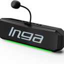 INGA Computer Speakers with Detachable Mic, Plug-and-Play USB Soundbar with Dynamic Lighting, Game/Music Modes, Compatible with PC, Laptop, PS5, Mac