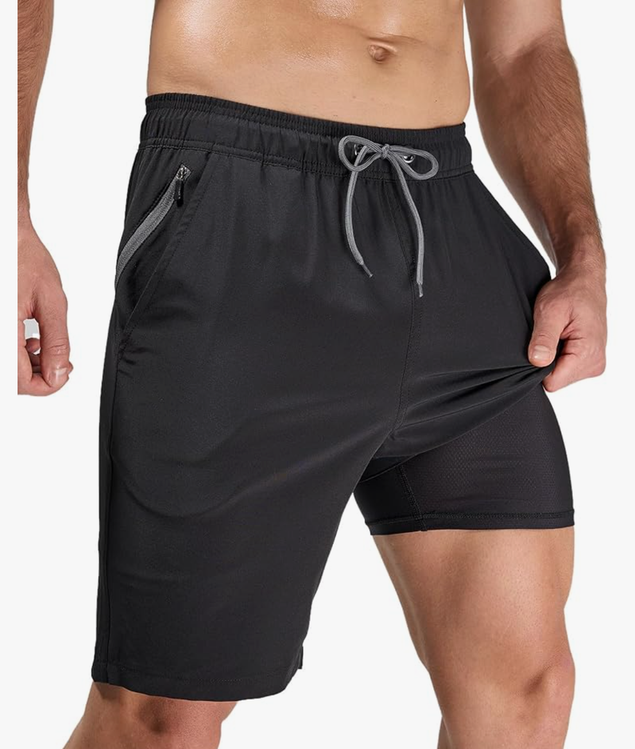 Arcweg Men's Swim Trunks with Compression Liner and Zipper Pockets Quick Dry Bathing Suit Board Swimming Shorts, 2XL
