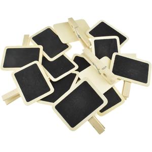Hahiyo 2.78 x 2 Inch Mini Chalkboard Clip Help Marking Nice Display Easy Writing Quick Switch Reusable Rectangle Wooden Message Board Labels Signs 18 PCS for Party Food Tag Memo Note Organize Pantry