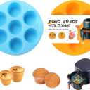 2 Pack Silicone Egg Bite Molds, Food Grade 7-Cups Air Fryer Muffin Pan for Baking Mini Muffins, Egg Bite, Tart, Mini Cupcake and Quiche, Nonstick and BPA - Free (Orange,Blue)