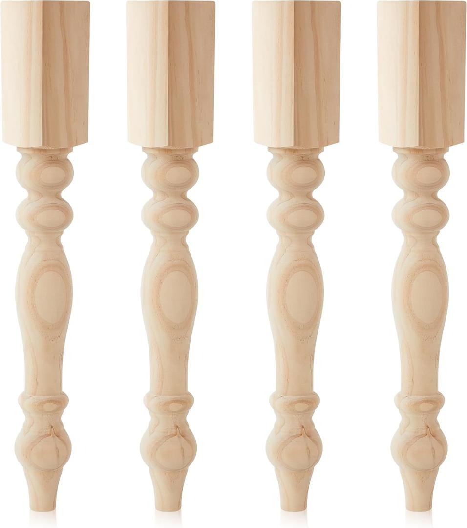 4 Pcs Wooden Farmhouse Table Legs, 29"x3.5'', Round