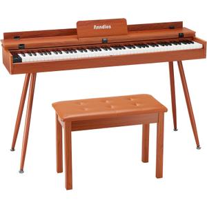 Electric Piano 88 Keys Digital Piano Weighted for Beginner Keyboard Piano Include Piano Bench Power Adapter Three Pedal Manual User (Wood Color)