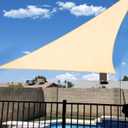KANAGAWA Sun Shade Sail 16'x16'x16' Cream Triangle UV Block Canopy Awning Shelter Fabric Cloth Screen for Outdoor Patio Garden Backyard