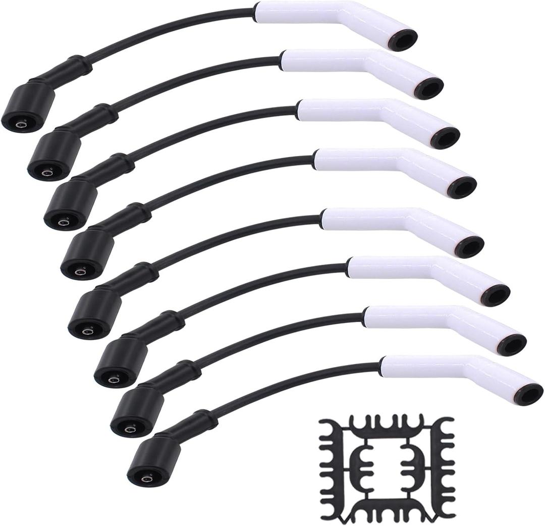 MOTOKU 8mm Ceramic Boot Spark Plug Wire Harness Set 9070C for GM LS1 LS2 LS3 LS6 LS7 LT1 LT4 LT Engines Terminals for Chevrolet Corvette Camaro Extreme 9000 Ceramic Wiring