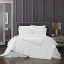 Chic Home Alford 3 Piece Organic Cotton Duvet Cover Set Solid White with Dual Stripe Embroidered Border Hotel Collection Bedding  Includes Two Pillow Shams, King, Navy