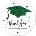 Green White Graduation Thank You Stickers, Congrats Grad Party Favor Sticker Labels 40-Pack 2in