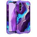 Hocase for Galaxy A14 5G Case, Heavy Duty Shockproof Protection Soft Silicone Rubber Bumper+Hard Plastic Hybrid Protective Case for Samsung Galaxy A14 5G (6.6" Display) 2023 - Blue Purple Marble
