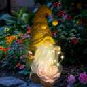 Garden Gnomes Outdoor Decor Solar Gnomes Statue Waterproof for Outside,Lawn,Patio,Garden Gifts for Mom Women,Garden Gnomes for Yard